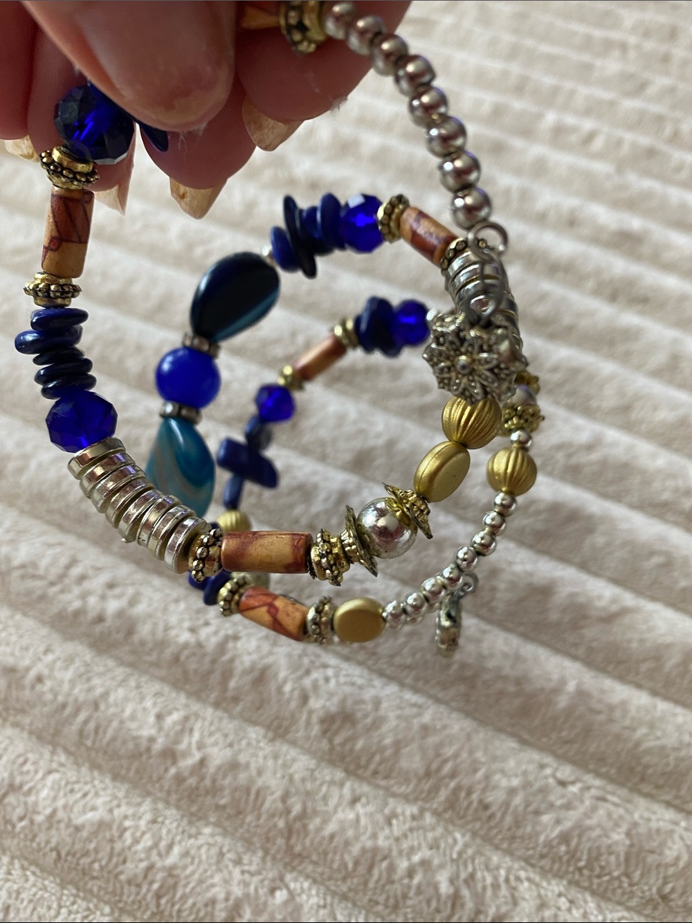 Blue Beaded Wrap Bracelet - Unbranded - Picture 2 of 3